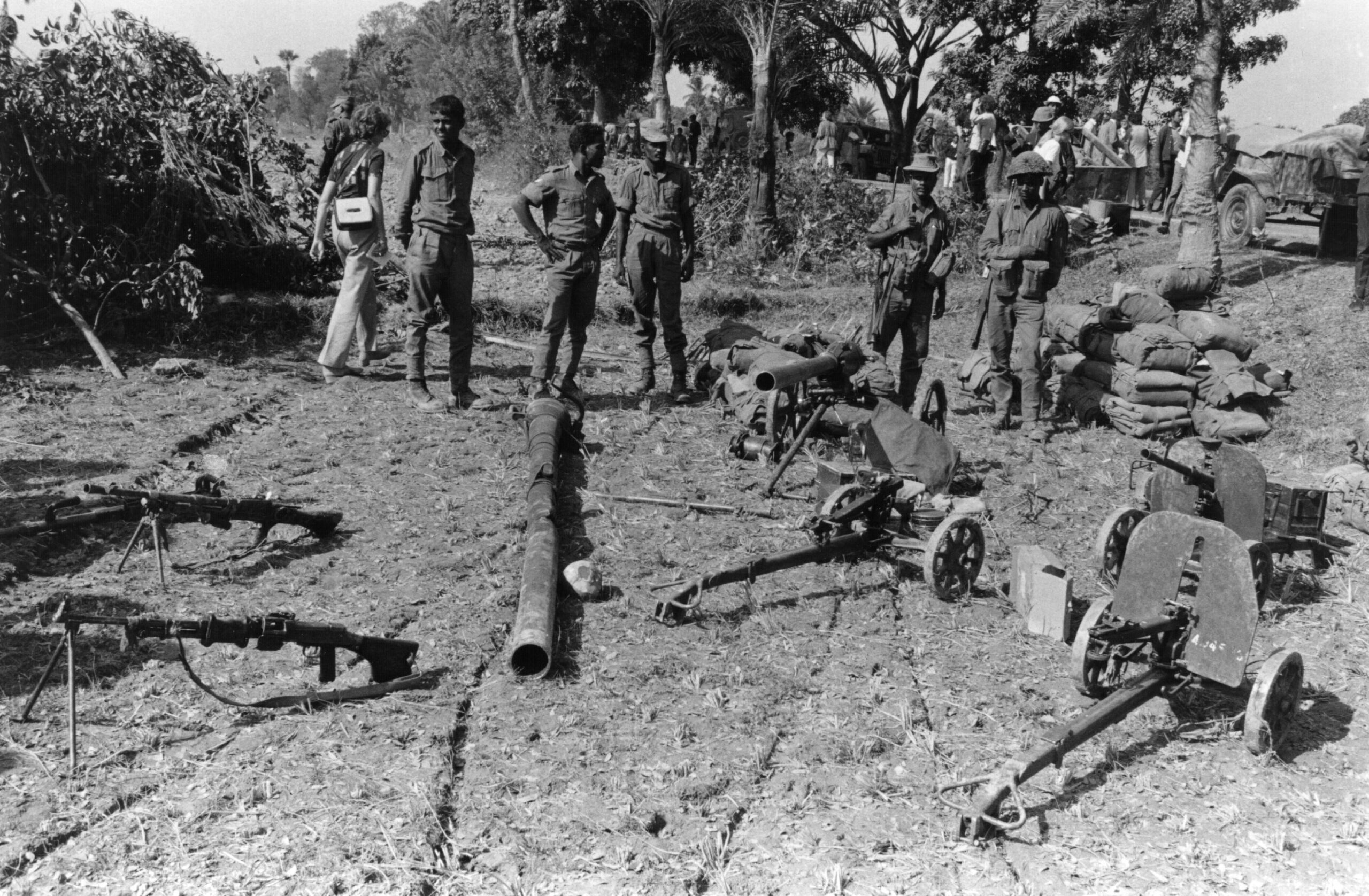 12th December 1971: Indian Mukti Bahini ('liberation force') troops on their way to the front line in East Pakistan during the state's struggle to become the independent state of Bangladesh. (Photo by William Lovelace/Daily Express/Hulton ArchiveGetty Images)